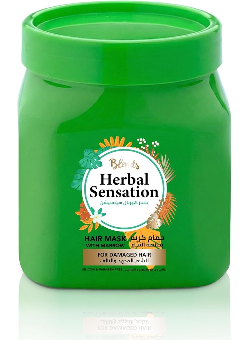 Blends Herbal Sensation Marrow Hair Mask for Damaged Hair – Repair Treatment for Thinning & Weak Hair – Silicone & Paraben Free – 600 ml - Image 1